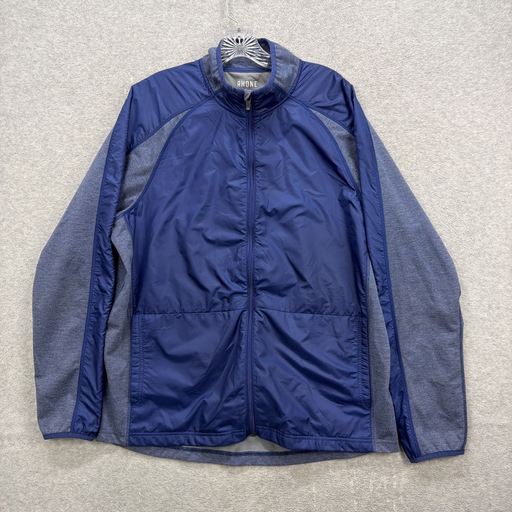 Rhone Jacket Mens Large Tasman Blue‎ Tech Terry Full Zip Golf Performance Coat